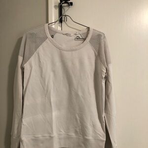 Athleta Cream Mesh Sleeve Sweatshirt